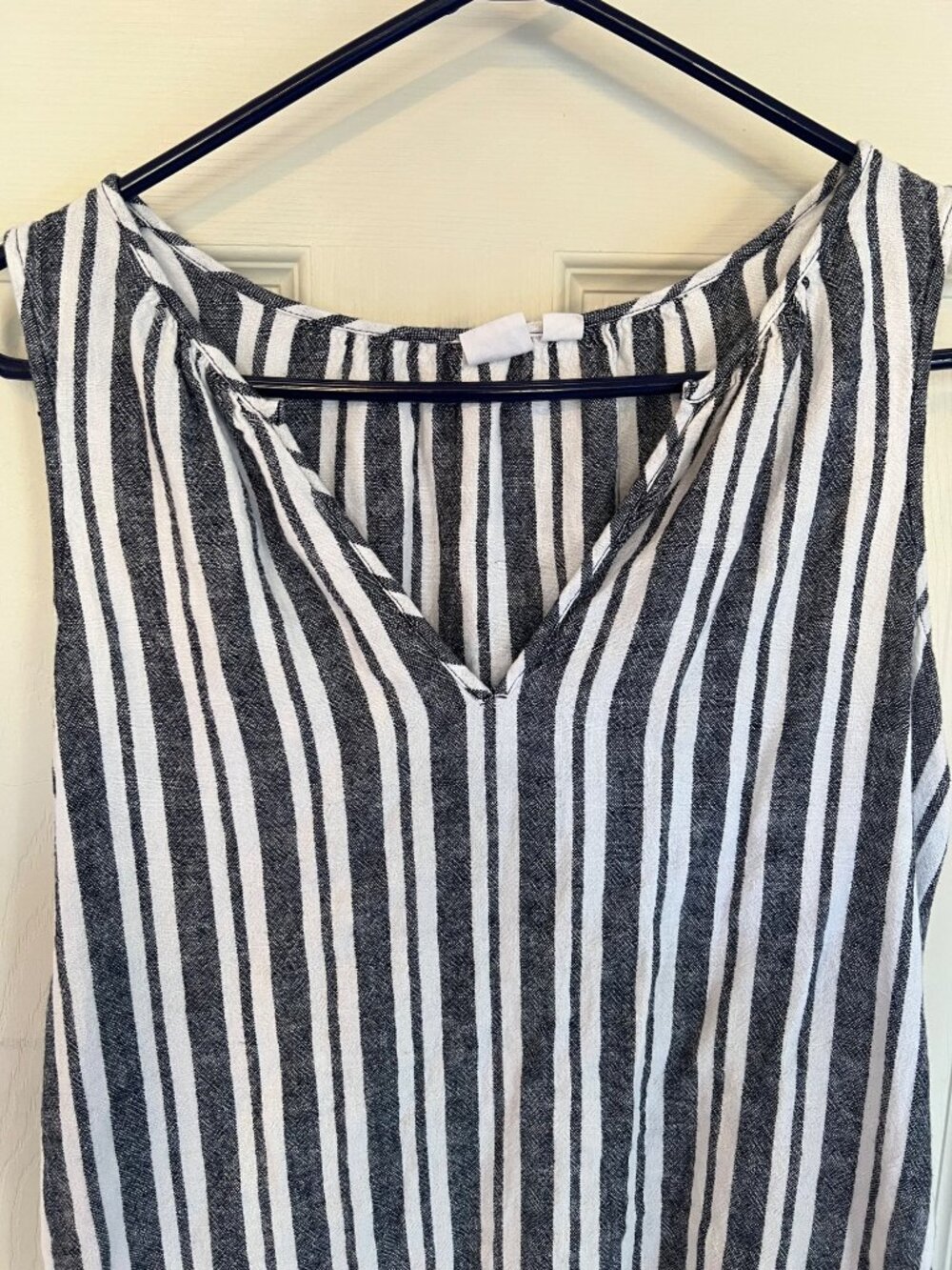 Gap Grey & White Striped Sleeveless Linen Blend Mini Dress Nautical XS Coastal - Picture 3 of 9